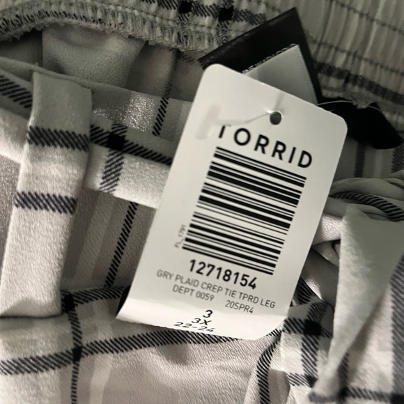 PLAID 3X TIE FRONT TROUSERS TORRID NWT - Picture 5 of 7